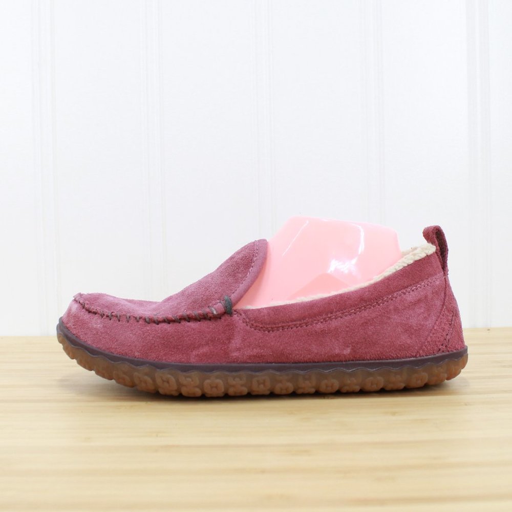 LL BEAN Women's Pink Suede Sherpa Lined Mountain Moccasin Slippers Size 9 M - Picture 1 of 9